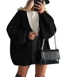 PRETTYGARDEN Womens Oversized Cardigan Sweaters 2025 Fall Long Lantern Sleeve Knit Open Front Lightweight Sweater (Black,Large)