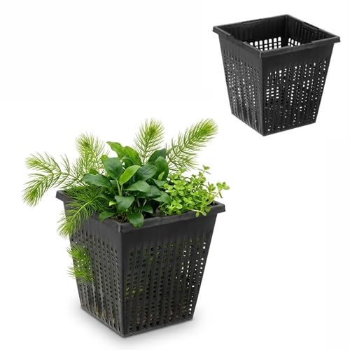 Happet Quadratischer Teichpflanzkorb 11 x 11 cm Pflanzkorb für Teichpflanzen & Wasserpflanzen Stabiler Wasserpflanzenkorb und Pflanztopf für Gartenteich Seerosen Sumpfpflanzen & Miniteiche