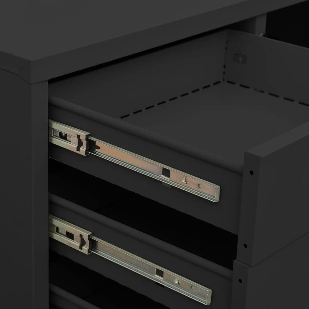 Office Cabinet Anthracite Steel Medium Cabinet Rectangular with 3 Drawers and Adjustable Shelf for Secure Storage and Modern Workspace Organization