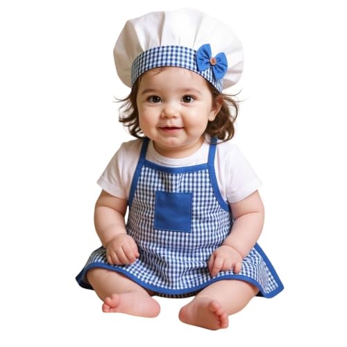 Image of A.T.U.N. (ALL THINGS UBER NICE) Soft Cotton-Rich Baby Chef Dress-Up Set | Cute Kitchen Dress-Up Outfit with Apron & Cap for Baby Boys and Girls | Ideal for Birthday & Photoshoot (0-2 Years)