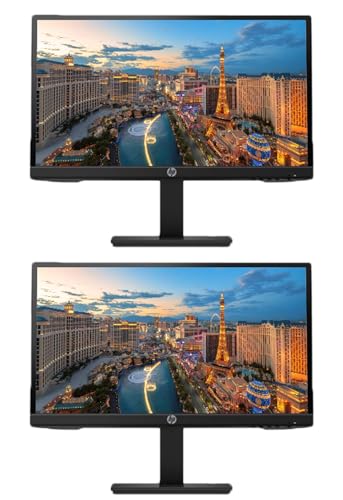 Image of HP P22h G4 22 Inch Class Monitor 2-Pack, FHD 1920 x 1080, LED Backlit, IPS, Vesa Compatible, Anti-Glare, Tilt (HDMI, VGA and DisplayPort) for Home and Office