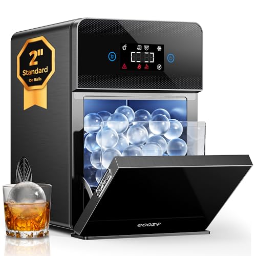 ecozy 2' Clear Ice Ball Maker Countertop with CrystalFlux Technology, 4 pcs in 40 Mins, 144 pcs/Day,...