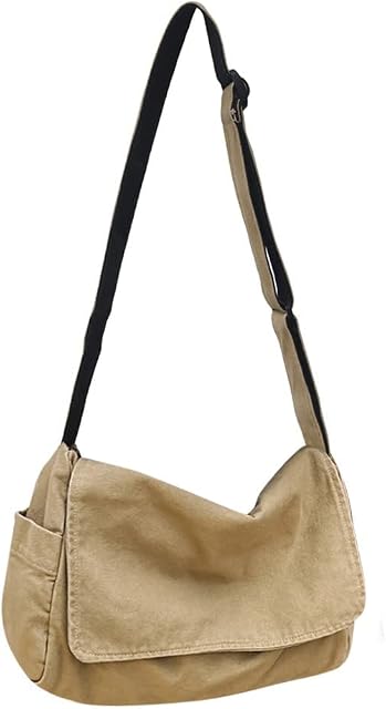 YILCER Canvas Crossbody Bag for Women Girls, Canvas Shoulder Bags Aesthetic Messenger Bag Hobo Tote Bag For School Travel Casual Daily