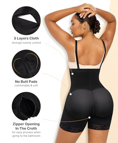 SHAPELLX Tummy Control Shapewear Faja Colombianas Side Zipper Body Shaper Plus Size Postpartum Bodysuit With Butt Lift3