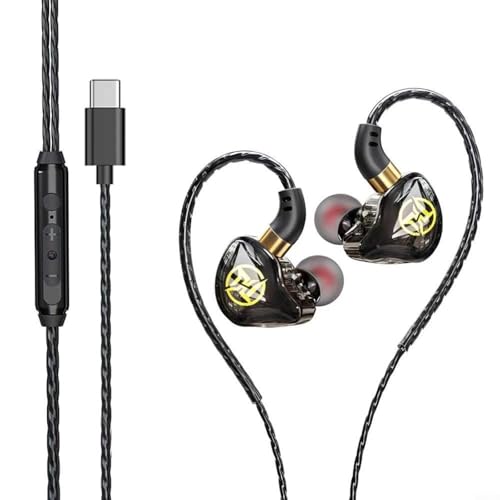 HEIBTENY Cuffie in-ear con cavo, Hi-Fi, bassi profondi, con microfono