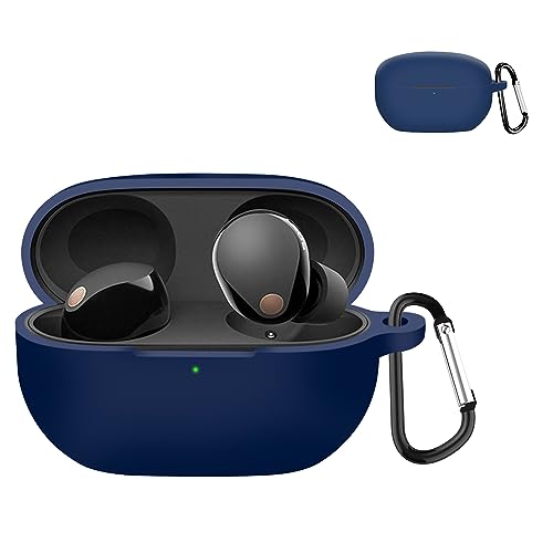 KANOYO「2023改良モデル」Sony WF-1000XM5用ケース イヤーホン 用 シリコン保護ケース sony wf-1000xm5全面保護カバー 耐衝撃 装着充電可能 防水 防塵 紛失防止 (ブルー)