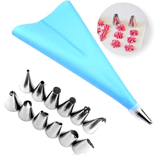 Kit Confeiteiro Weemsbox Com Saco de Silicone Para Confeitar Bolos Sobremesas 12 Bicos inox 5 41+gQ+oUbJL