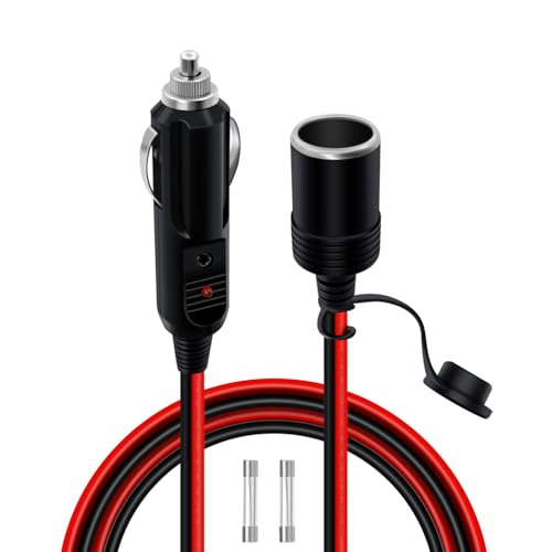 HuaLiSiJi Rallonge Cable Allume Cigare 12V 24V Câble D'extension Allume Cigare 14AWG 15A 20A Rallonge Allume Cigare Voiture avec LED pour Moto, Bateau,Voiture...
