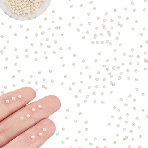 NBEADS 約139個 ミニ天然養殖淡水パールビーズ、1.5~3mm 小さなポテト型 ホワイト淡水パール ルーズラウンドパールチャームビーズ ビーズブレスレットジュエリー製作用