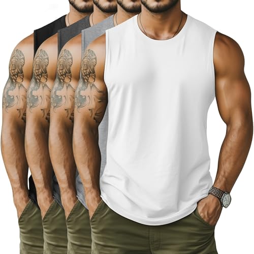 Débardeurs grands pour homme sans manches col rond lot de 4
