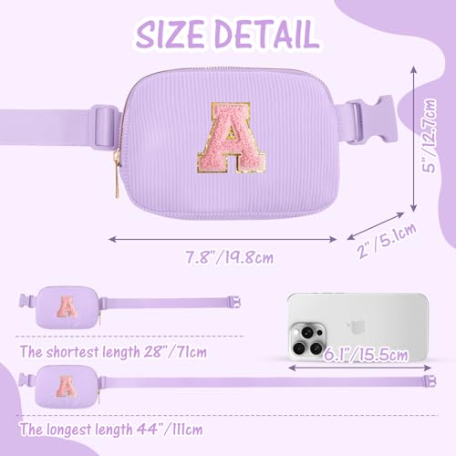 Image of Gitus Girls Birthday Gifts for 10-16 Year Olds - Initial Fanny Pack Belt Bag Crossbody Bag - Trendy Personalized Preppy Stuff (Lavender-A)
