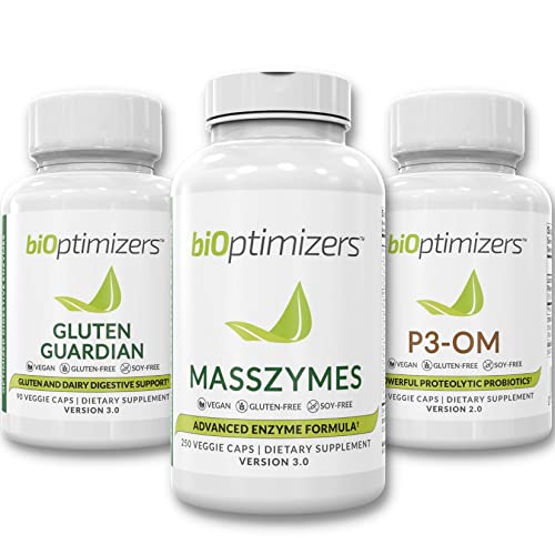 BiOptimizers Ultimate Digestive Solution Bundle - P3-OM - Gluten Guardian - MassZymes - Doctor-Fomulated (460 Capsules)