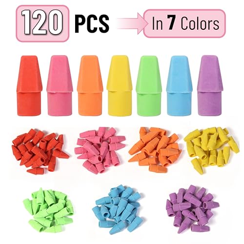 Image of Mr. Pen- Pencil Erasers Toppers, 120 Pack, Colorful, Latex Free, No Smudge | Mr Pen Erasers for Pencils