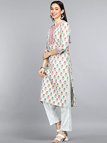 Image of Vaamsi Women's Pure Cotton Floral Printed Straight Kurta Set With Dupatta | kurta sets for woman