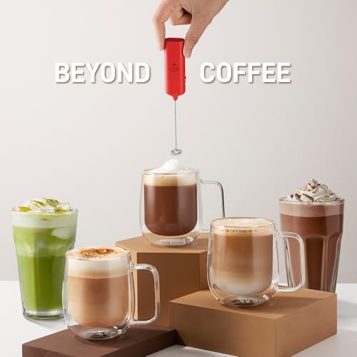 Image of Mini & Mighty Milk Frother Wand - Powerful Handheld Coffee Frother, Battery Operated Drink Mixer - Compact Pocket Size - Detachable Whisk for Latte, Cappuccino, Matcha, Hot Chocolate