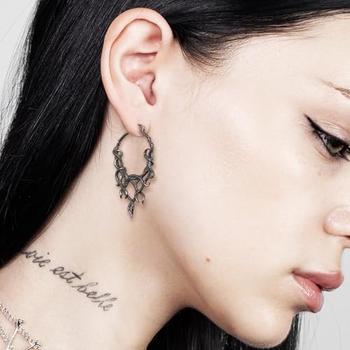 HZMAN Octopus Tentacle/Snakes Earrings for Men Women Stainless Steel Retro Gothic Punk Piercing Intricate Hoop Earring Jewelry Gift2