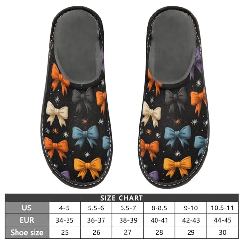 Slippers for Women Colorful Bows on Dark Soft Fuzzy Women's Slippers Indoor and Outdoor Shoes3