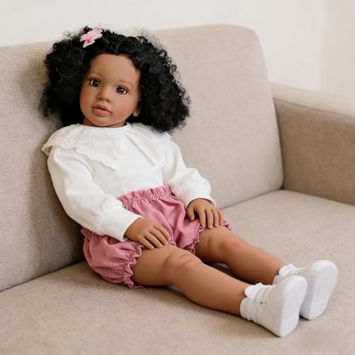 Muñeca Reborn Bebé 26 Pulgadas Realista Negra miniatura 3