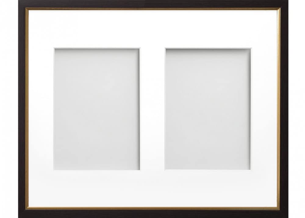 Frame Company Drayton Multi Aperture Photo Frame, Black with Gold Inset, 14x11 for 7x5 inch (x2)
