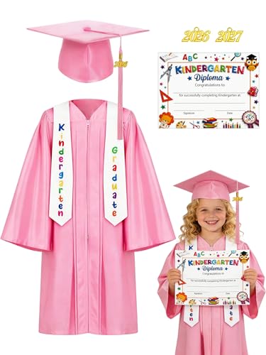 Kindergarten Graduation Cap and Gown 2026 Kids Set Preschool Unisex Grad Attire for Little Ones Tassel Certificate Toddler