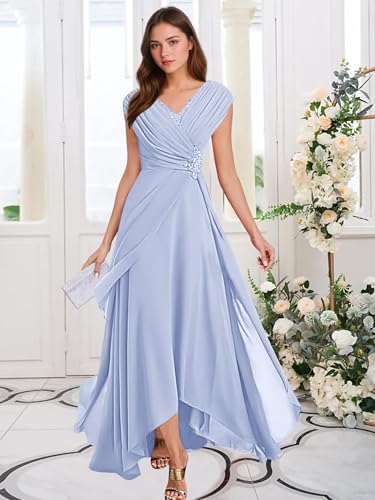 Lace Applique Mother of The Bride Dresses Cap Sleeves A Line Evening Dress Ruched V Neck Wedding Guest Ceremony Gown3
