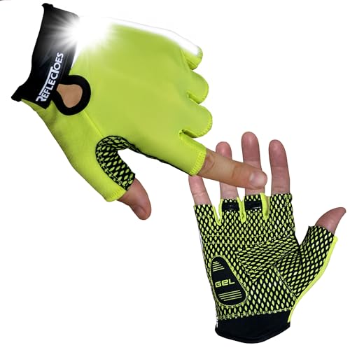 Reflective Summer Cycling Gloves for High Visibility [Half Finger] &ndash; Fluorescent Hi-Vis Gloves...