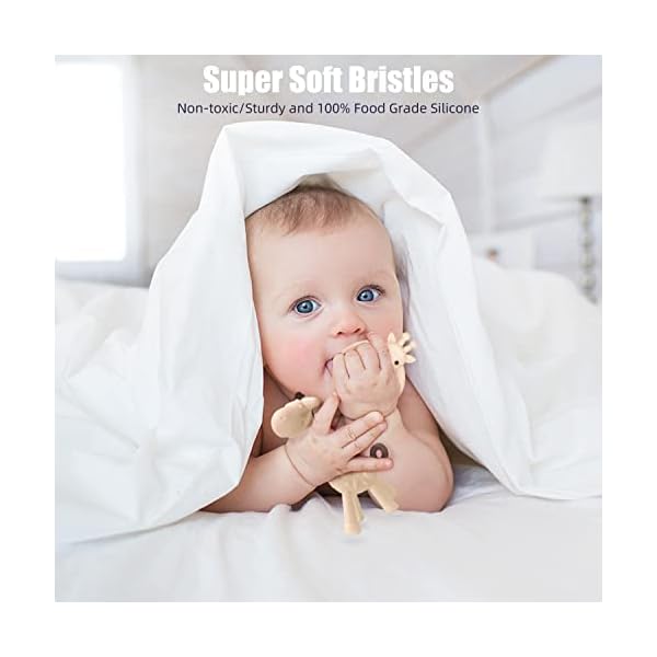 SHARE&CARE BPA-frei 2 Silikon-Giraffen-Baby-Beißring-Spielzeug mit Aufbewahrungsbox, für 3 Monate über Zahnfleischschmerzen bei Säuglingen, Schmerzlinderung und Babyparty, Set mit 2 verschiedenen Beißspielzeugen – Bild 6