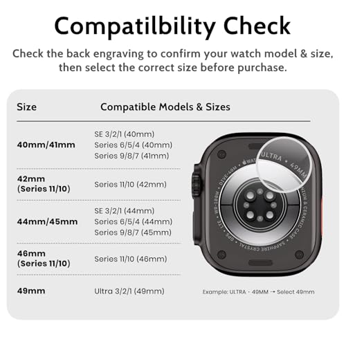 Image of amBand Bands Case Screen Protector Compatible with Apple Watch Ultra 3 /2 /1 49mm, M1 Sport Series Rugged Cover Strap and 9H Tempered Glass Film, Protective Bumper for iWatch 49 mm Men Crystal Black