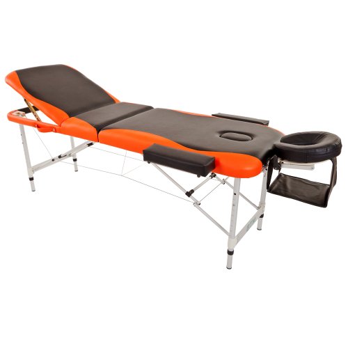 BTM) Deluxe Lightweight Professional Massage Table Aluminium Beauty Couch Bed Spa Portable Folded 3 Section with Headrest Arm support and free Carrying Bag ORANGE - Image 3