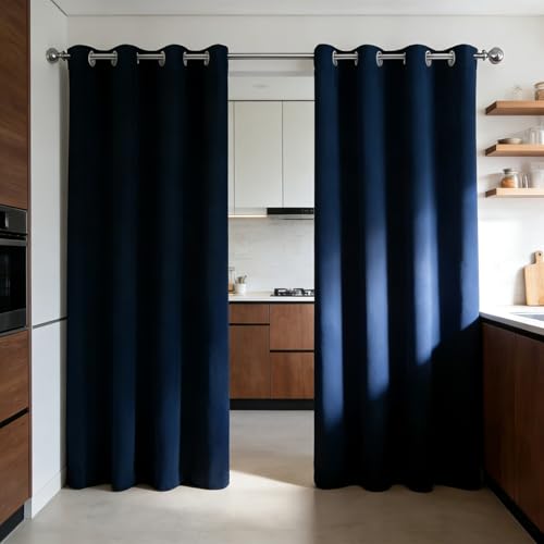 WUXXIANG Rideau Occultant 180 x 200 cm Bloquer Lumiere, Anti Chaleur, Thermique Isolant, Anti Froid, Chaleur UV Bruit Rideaux Fenêtre Opaques pour Coucher, Vitrage des Balcons, Bleu Marine
