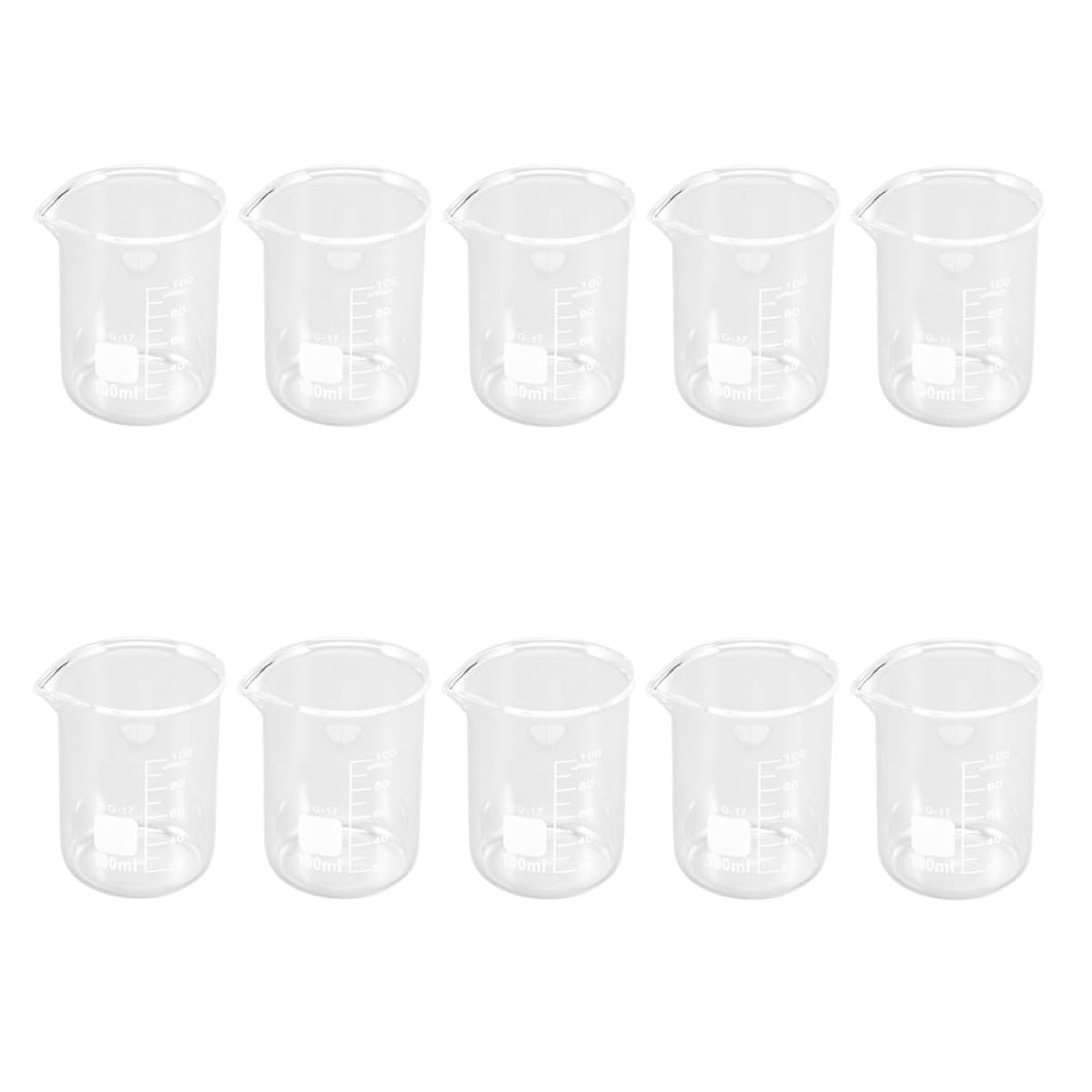 Béchers en verre incassables et légers KICHOUSE graduation précise de 100 Ml x10