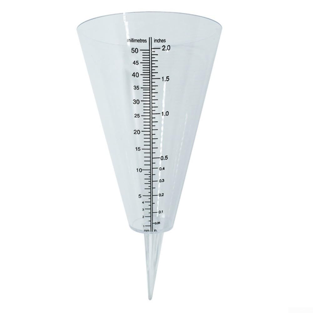 Garden Rain Measurement Device Featuring a Cone Shape for Improved Stability and Consistent Water Level Readings