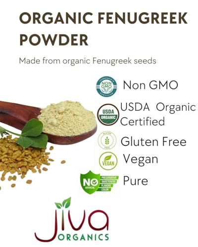 Jiva Organics Organic Fenugreek Powder 7oz Bag - Gluten Free, Non-GMO, Methi Powder, Pure, Raw & Natural - Great As A Spice Or Even For Hair Growth - Product of India