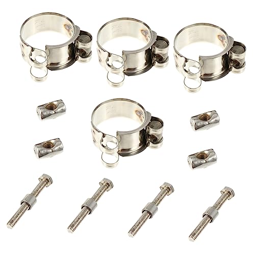 MUCKLILY 4 Pack Stainless Steel Hose Clamp T-bolt Clamp Ring Bolts for Garden Construction Automotive Industrial Use