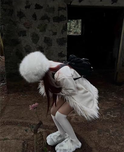 NU-06 Women's Fluffy Real Fur Closed Toe Slippers With Goatfur Outdoor Flat Comfortable Slides2