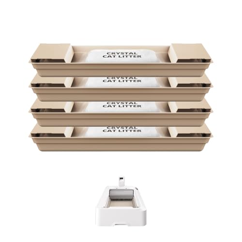 PETKIT Crystal Cat Litter with Tray, Suitable for Purobot Crystal Duo Self Cleaning Cat Litter Box, Dust-Free Mess-Free No Refilling, Odor Control, 4.5lbx4 Packs