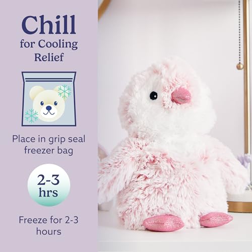 warmies Microwavable & Weighted Stuffed Animals, Pink Penguin - Heated Stuffed Animal Plushie for Warmth & Comfort - Cute Soft Plush Toys for Adults & Children (Boys, Girls, Babies & Toddlers)