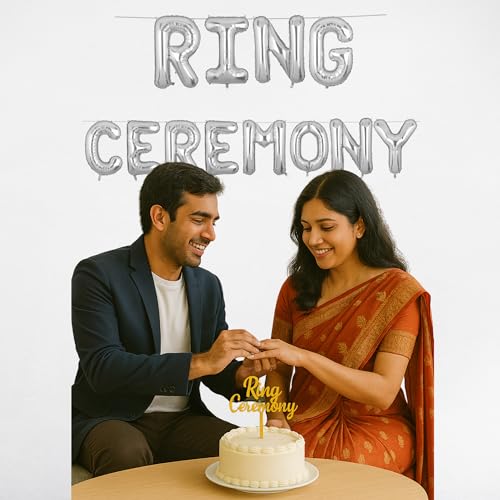 Image of Ring Ceremony Banner Silver for Engagement Wedding Home Boys Girls Men Women Foil Balloon Decoration Decor Celebration