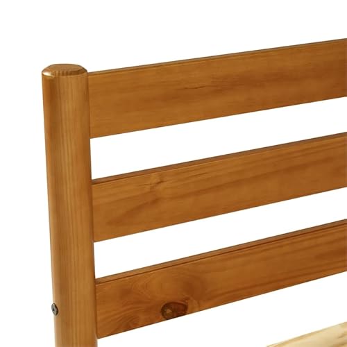 Mid-Century Modern Platform Bed/Solid Wood/Slat Headboard/Mattress Foundation Of 10 Wood Slats - No Box Spring Needed/Easy Assembly, Mult. Colors, Twin (Castanho) #TOP2