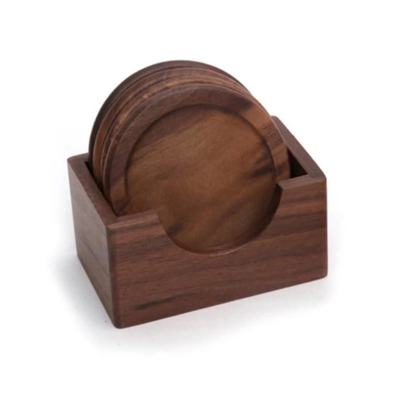 sous-Verres en Bois de Noyer, napperons décoratifs Ronds résistants à la Chaleur, Tapis de Boisson, Table de Cuisine à Domicile, Coussin de Tasse de thé et de café, 6 pièces