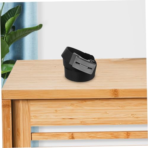 Homoyoyo Men's Adjustable Nylon Ratchet Belt Dual-Sided Web Belt with Automatic Buckle for Casual Wear No Holes Design Black3