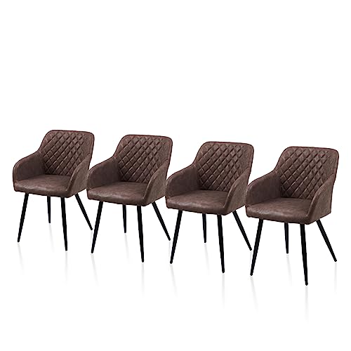 TUKAILAI Esszimmerstühle 4er Set aus Kunstleder, Modern Küchenstuhl Polsterstuhl Wohnzimmerstuhl...