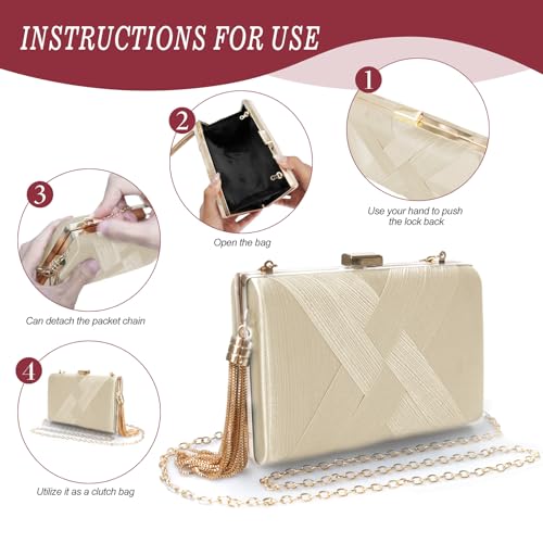 Image of 5 Pcs Clutch Purses for Women Jewelry Set Handbag with Necklace Earrings Ring Bracelet Vintage Banquet Handbag with Detachable Chain for Wedding Party Gift Supplies