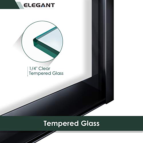 Elegant Double Sliding Shower Door 60 In. W X 72 In. H，Semi-Frameless Glass Shower Screen Panel 1/4" Clear Glass Bathroom Doors Bypass Shower Enclosure，Black Hardware #TOP3