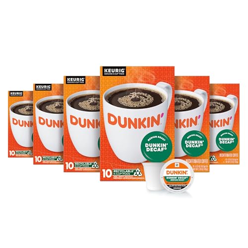 Dunkin' Decaf Medium Roast Coffee, 60 Keurig K-Cup Pods