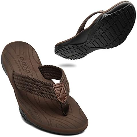 ChayChax Men's Flip Flops Outdoor Sports Thong Sandals Soft Non-Slip Beach Slippers,Brown Q,11.5 UK Cover