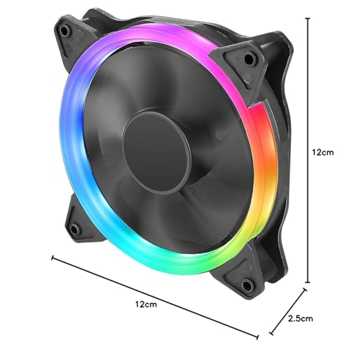 Combrite PC Case Cooling Fan Rainbow RGB LED Halo Ring 120mm (12CM) With Universal 3 Pin And 4 Pin Connectors - Image 9