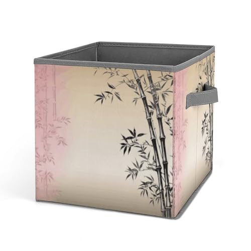 LQWOK Scatole portaoggetti da ufficio, scatole di immagazzinaggio stampate Zen in bambù e albero di Sakura Zen, grandi scatole per vestiti, scatole portaoggetti per la casa