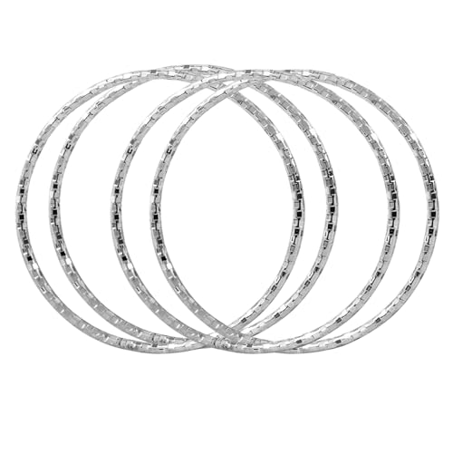 Image of Peora Silver Gold & Rose Gold Plated Metal Bangles Bracelet Fancy Gift for Women (6 Pcs. 2.6 inch)