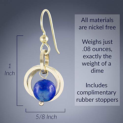 Classy Royal Blue Lapis Lazuli Real Gemstone Dainty 14K Gold-Filled Dangle Earrings Minimalist Jewelry Gift Idea For Women #TOP3